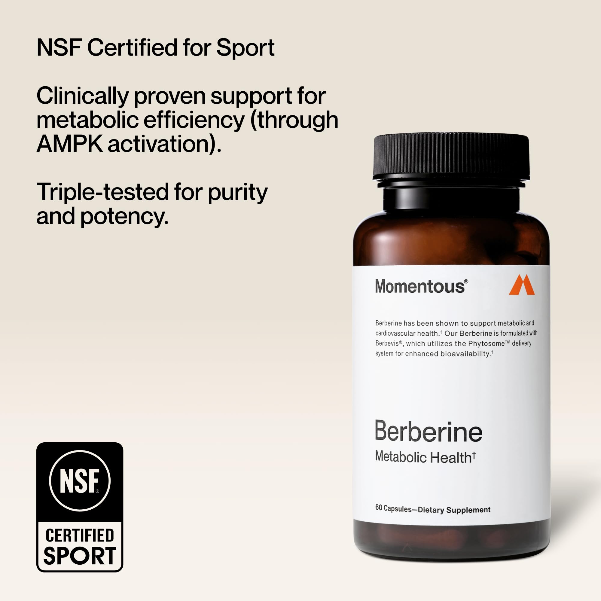 Momentous Berberine - Natural Bioavailable Supplement Formulated from Plant Alkaloid to Help Support Metabolic & Cardiovascular Health - Vegan - Gluten Free - NSF Certified for Sport - 60 Servings - Image 6