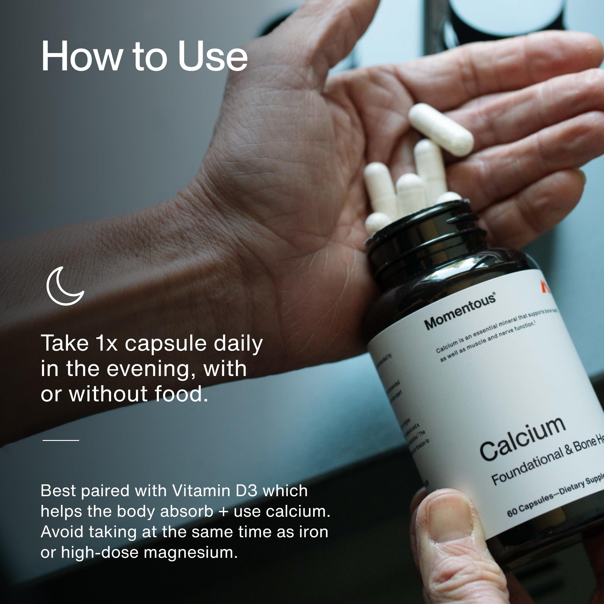 Momentous Calcium with DimaCal Supplement - 250 mg Capsules for Foundational & Bone Health Support - NSF Certified for Sport - Gluten-Free - 60 Servings - Image 5