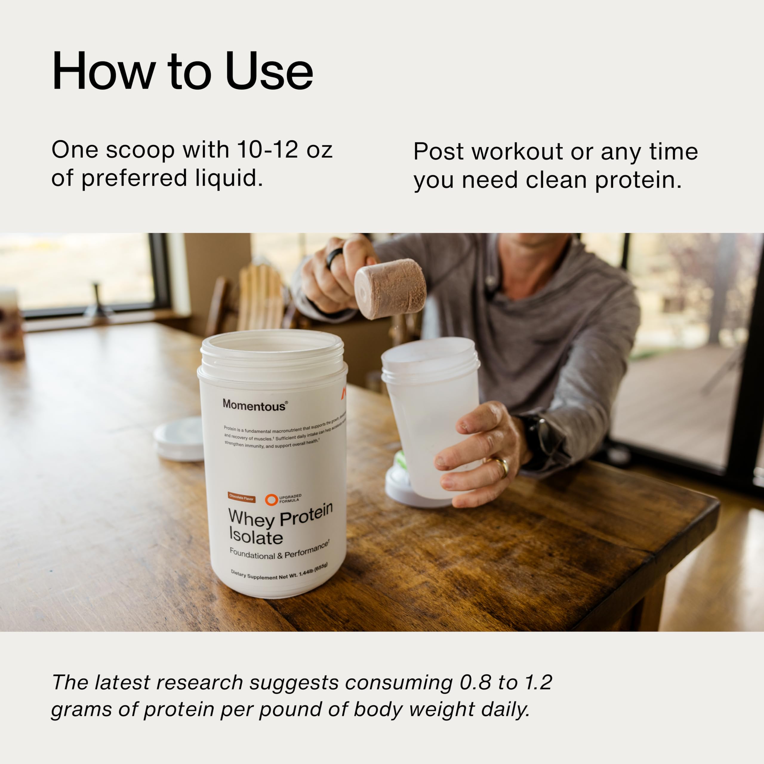 Momentous Essential Grass-Fed Whey Protein Powder – 20 g Whey Isolate Protein – NSF Certified for Sport – Gluten-Free – 25 Servings for Essential Everyday Use – Chocolate – Net WT 1.44 LB (655 g) - Image 7