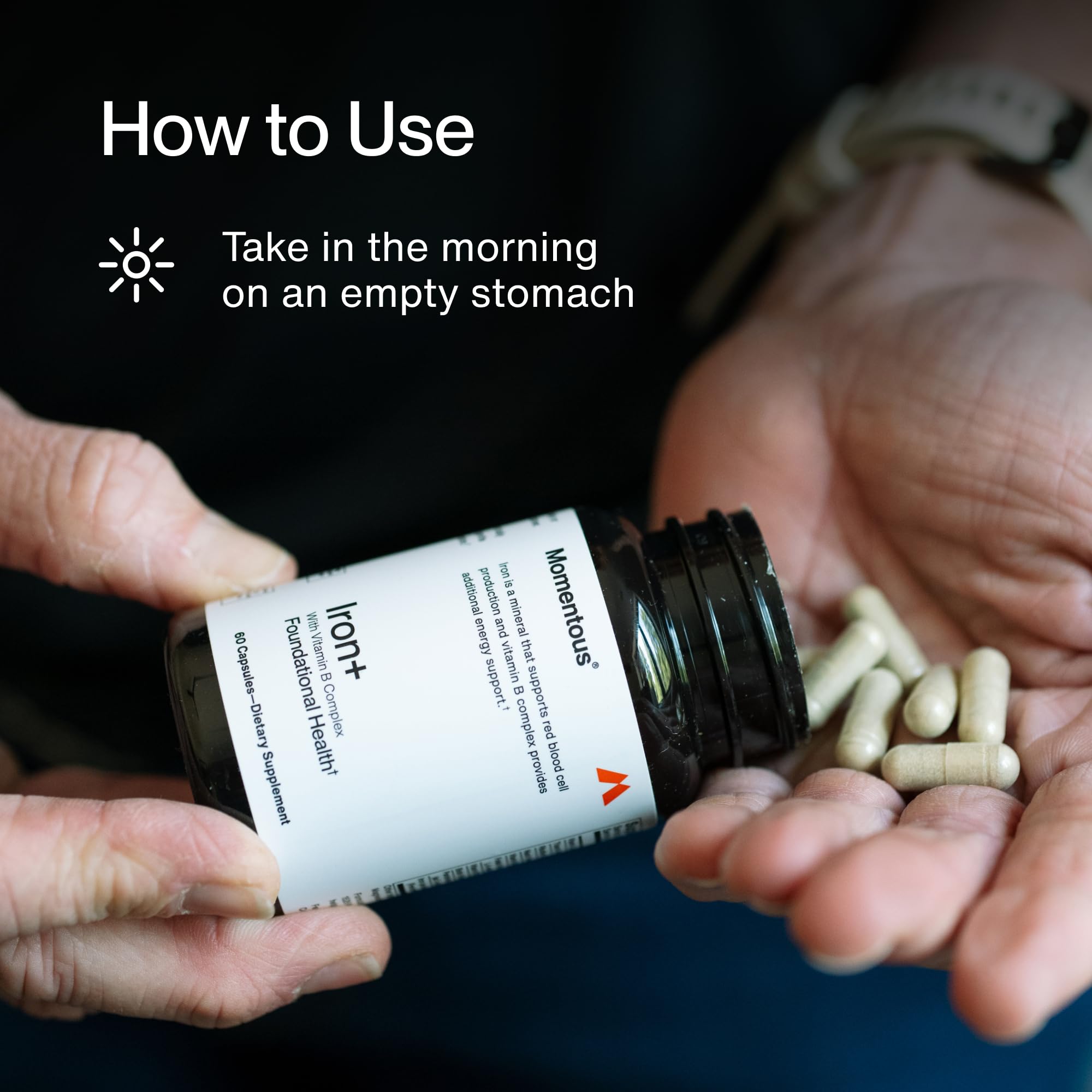 Momentous Iron+ with Vitamin C & Vitamin B Complex - Ferrochel Iron Capsules for Foundational Health Support - NSF Certified for Sport - Gluten-Free - 60 Servings - Image 5