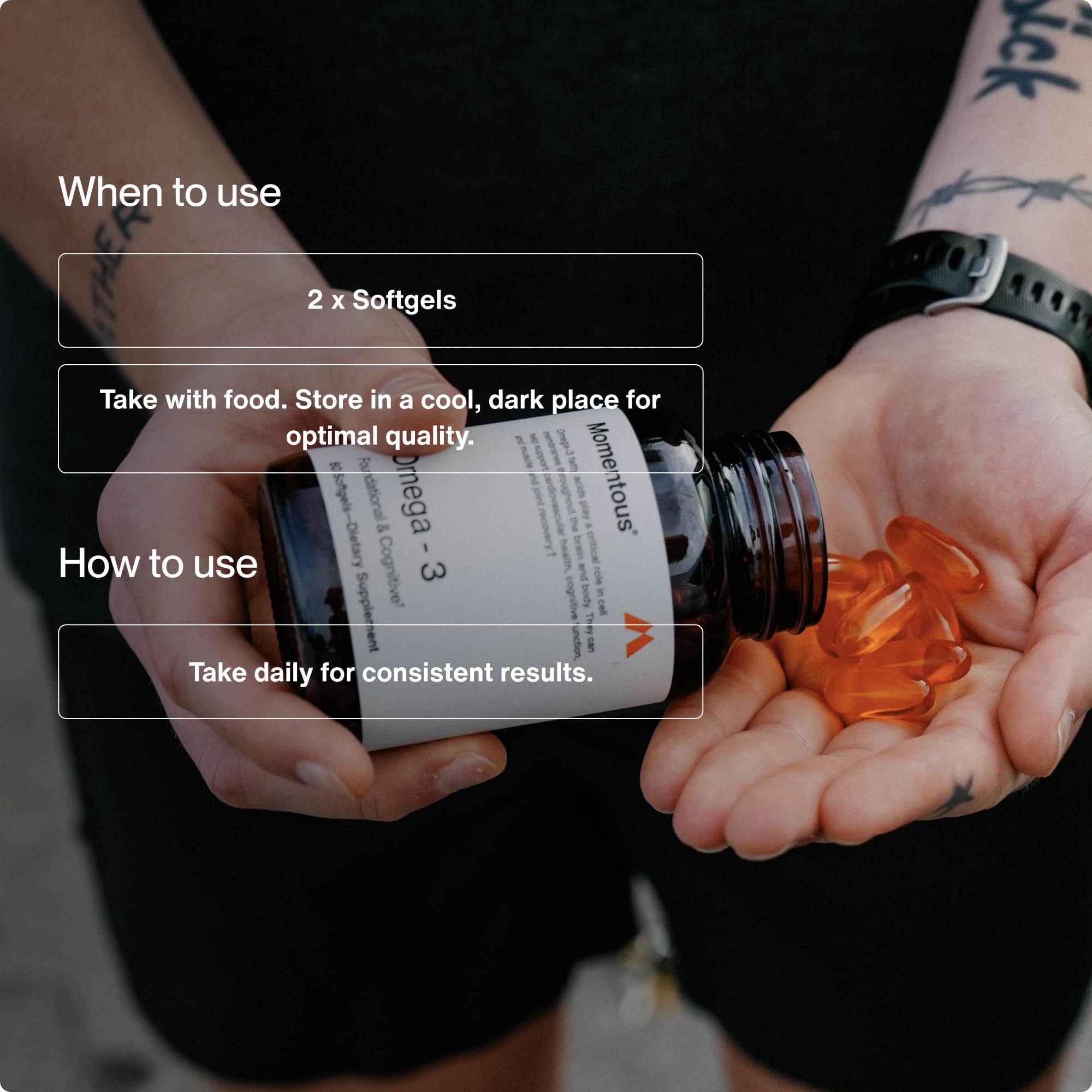 Momentous Omega-3 Fish Oil 1,600 mg & Vitamin D3 Supplement - Daily Omega-3 Supplement for EPA & DHA & 5,000 IU Capsules to Support Foundational & Joint Health - NSF Certified, GMO-Free, Gluten-Free - Image 9