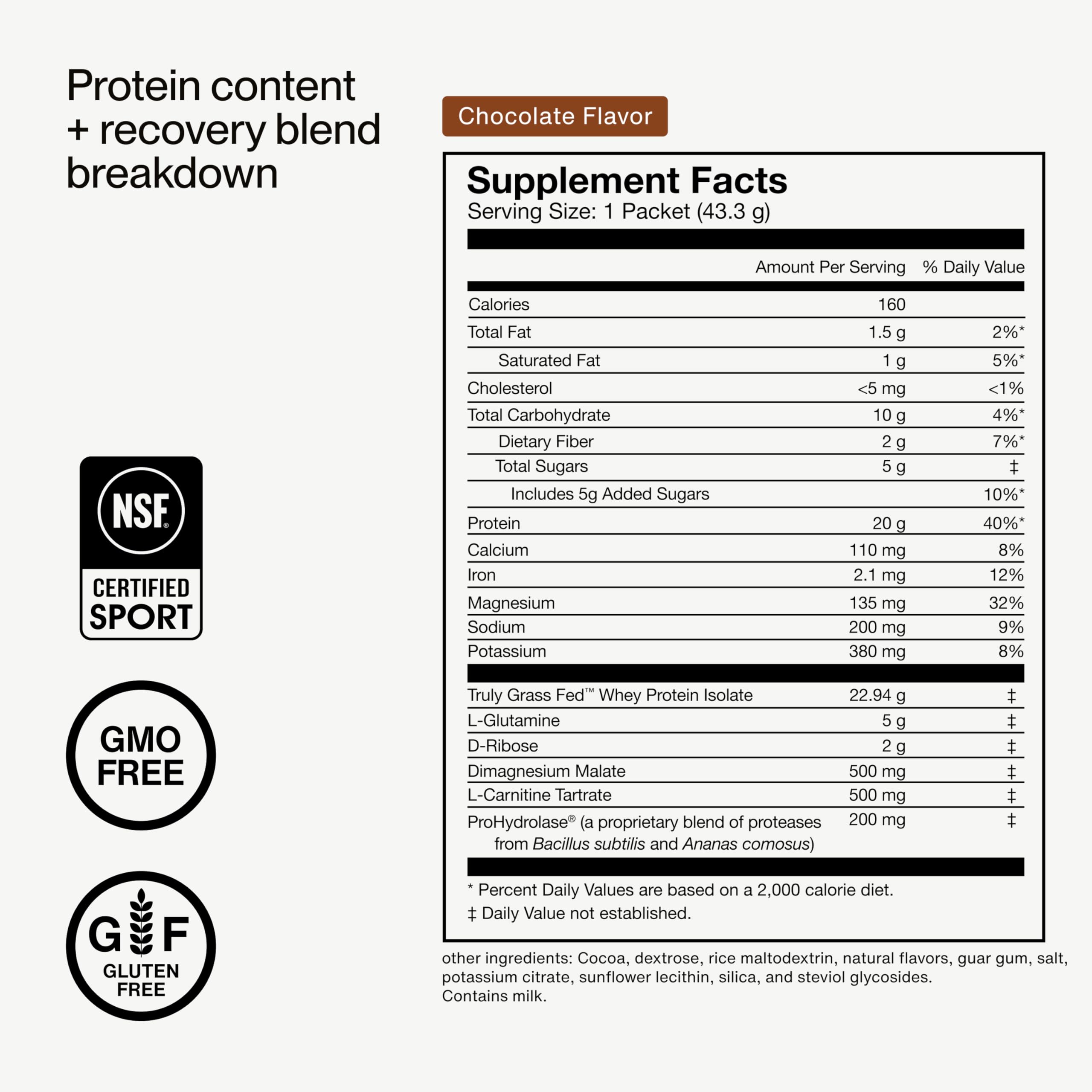 Momentous Recovery Grass-Fed Whey Protein Powder - 20 g Post-Workout Whey Isolate Protein - NSF Certified for Sport - Gluten-Free - 15 Servings - Chocolate - Package May Vary - Image 7