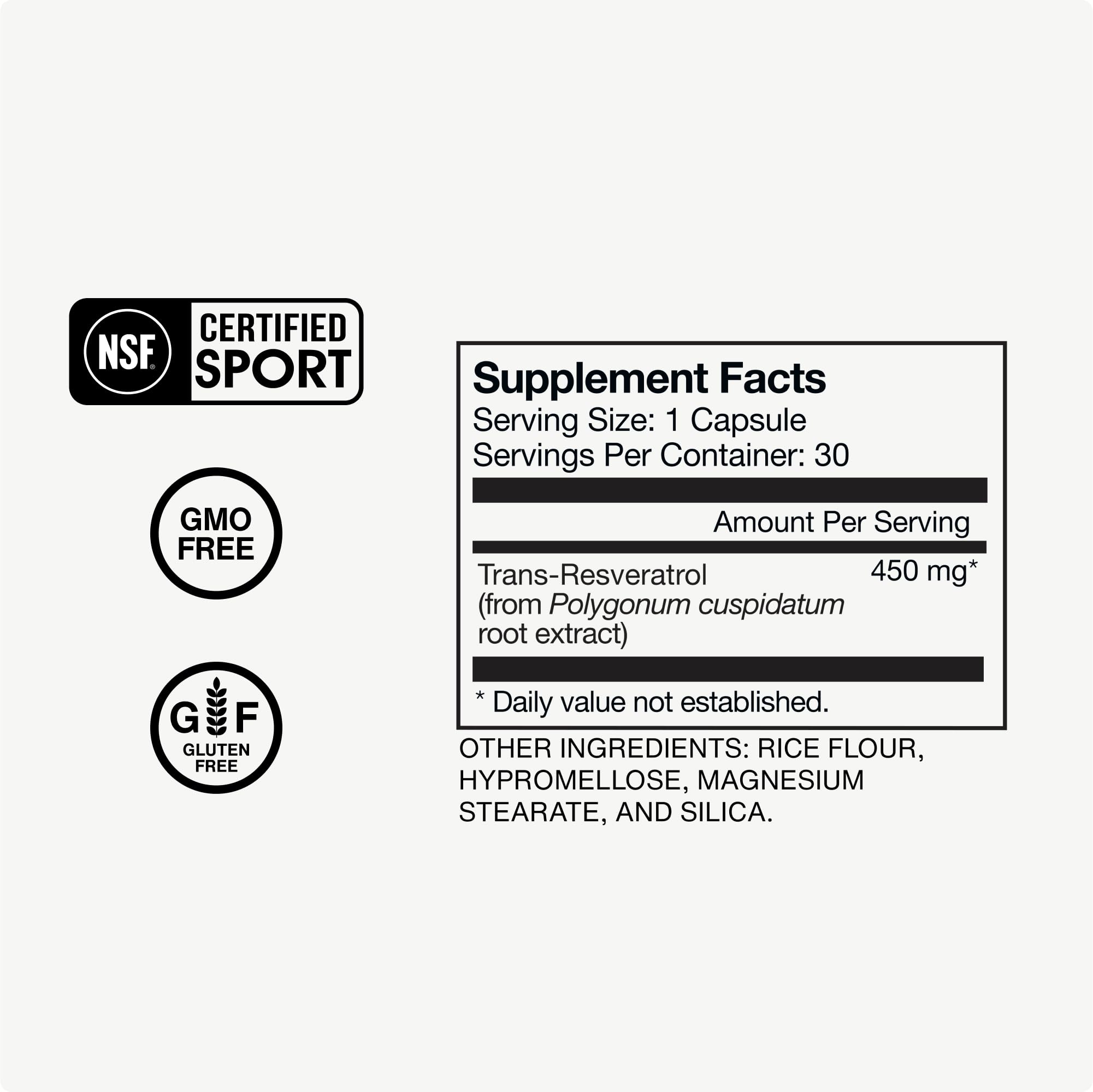 Momentous Resveratrol Supplement 450 mg - Trans-Resveratrol for Healthy Aging, Brain, & Heart Support - NSF Certified for Sport - GMO- & Gluten-Free - 30 Servings - Image 4