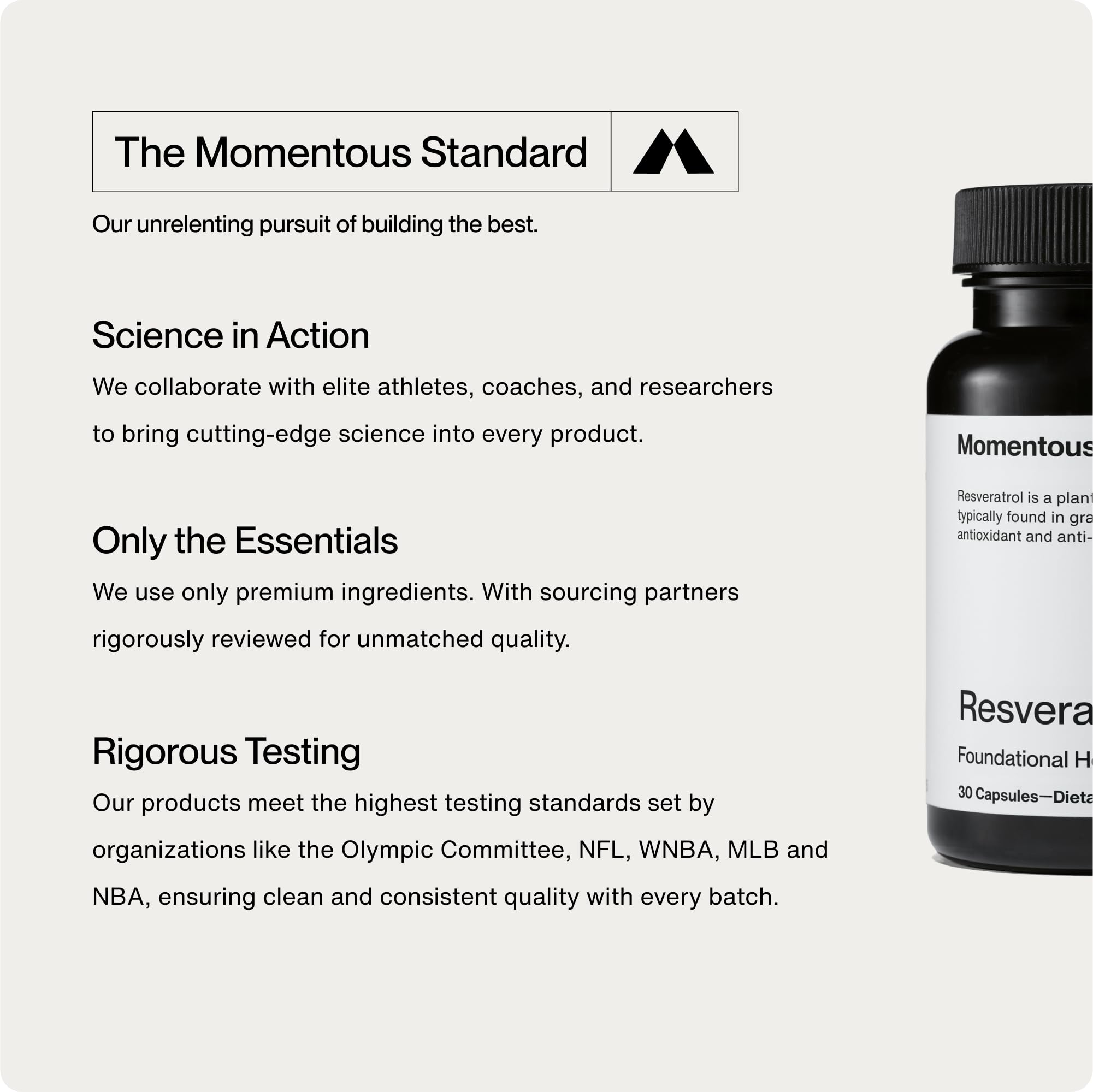 Momentous Resveratrol Supplement 450 mg - Trans-Resveratrol for Healthy Aging, Brain, & Heart Support - NSF Certified for Sport - GMO- & Gluten-Free - 30 Servings - Image 5