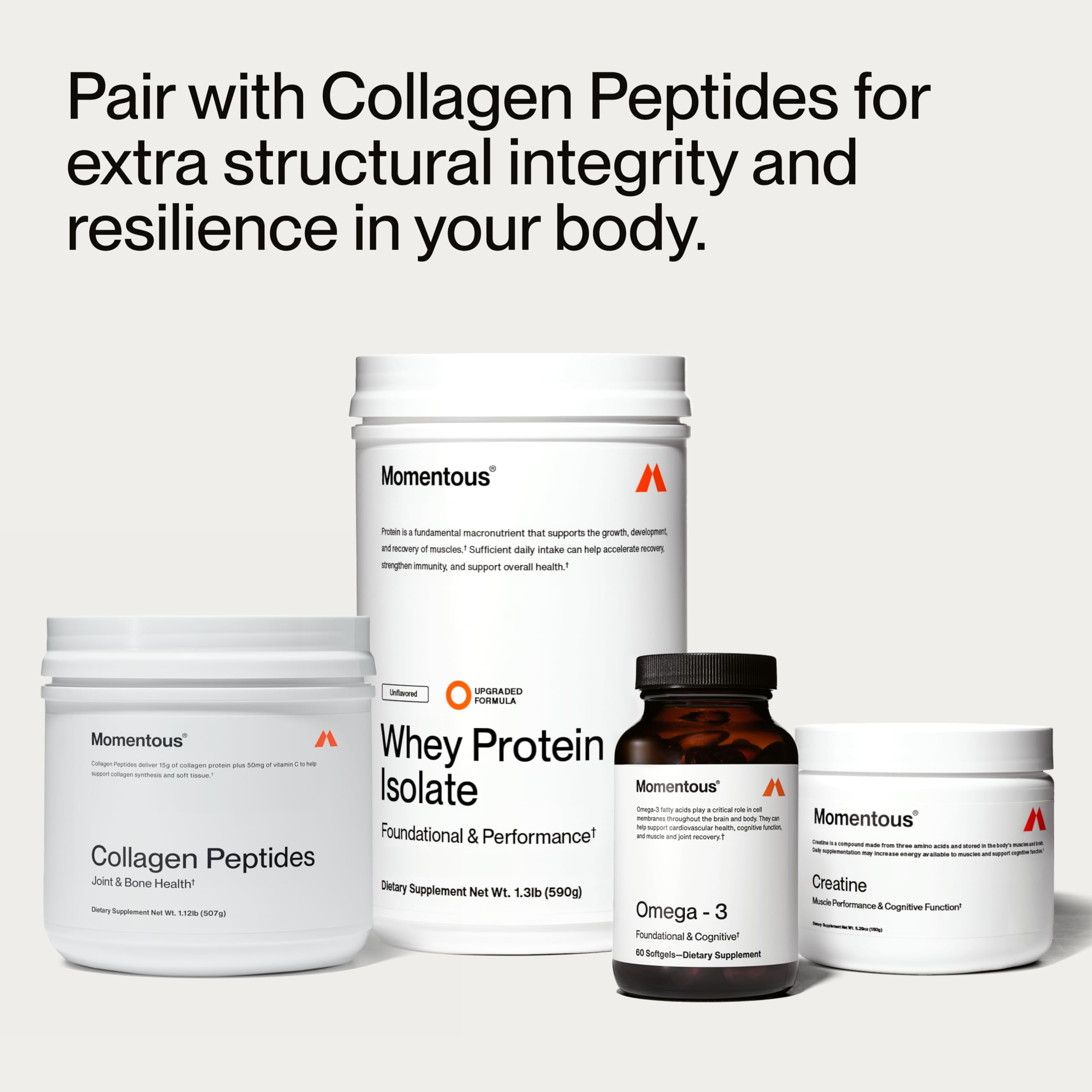 Momentous Three - Creatine Monohydrate Powder (30 Servings), Grass-Fed Whey Protein Powder (Vanilla) & Omega-3 Fish Oil 1600mg - Daily Essentials for Strength, Performance & Lean Muscle Recovery - Image 6