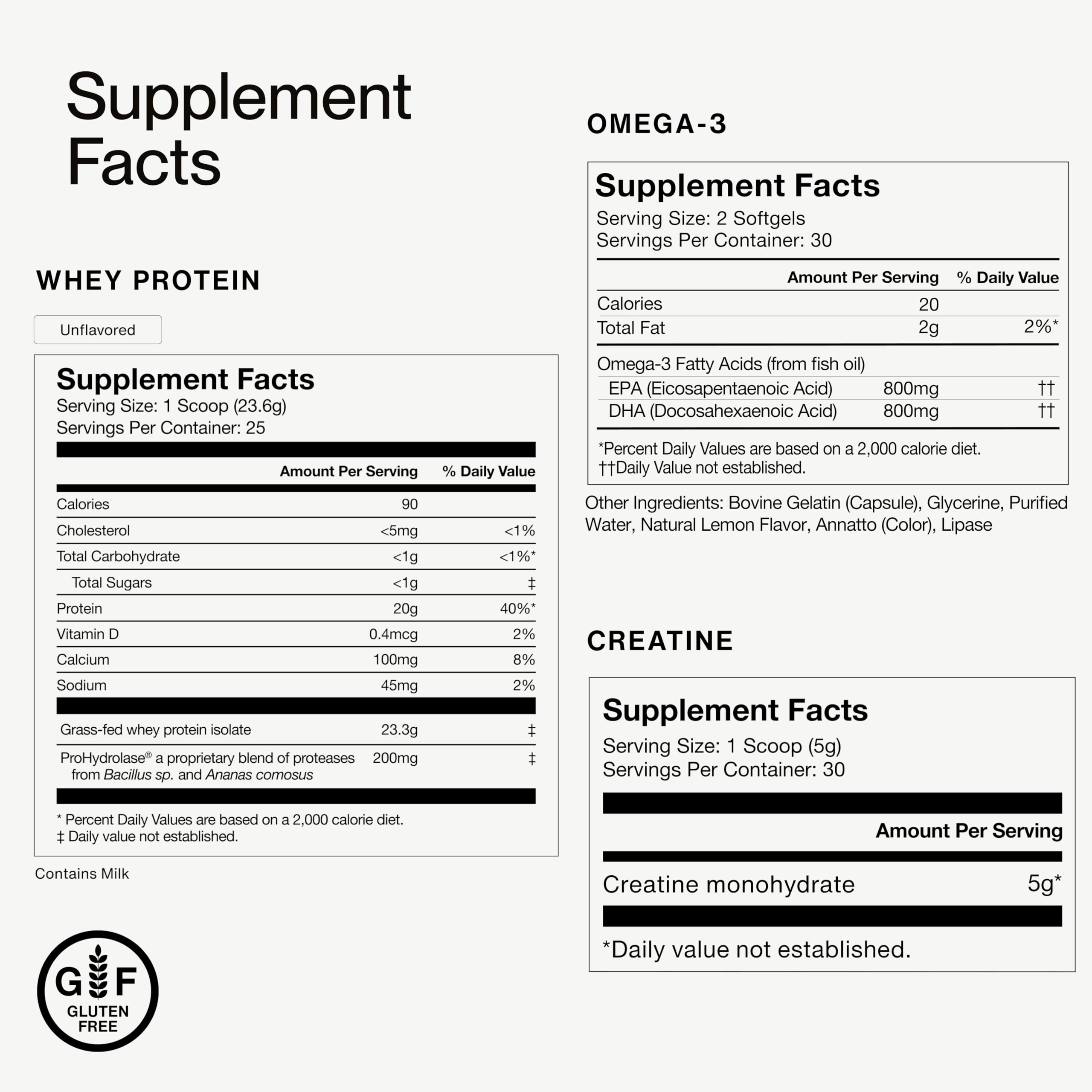 Momentous Three - Creatine Monohydrate Powder (30 Servings), Grass-Fed Whey Protein Powder (Unflavored) & Omega-3 Fish Oil 1600mg - Daily Essentials for Strength, Performance & Lean Muscle Recovery - Image 9