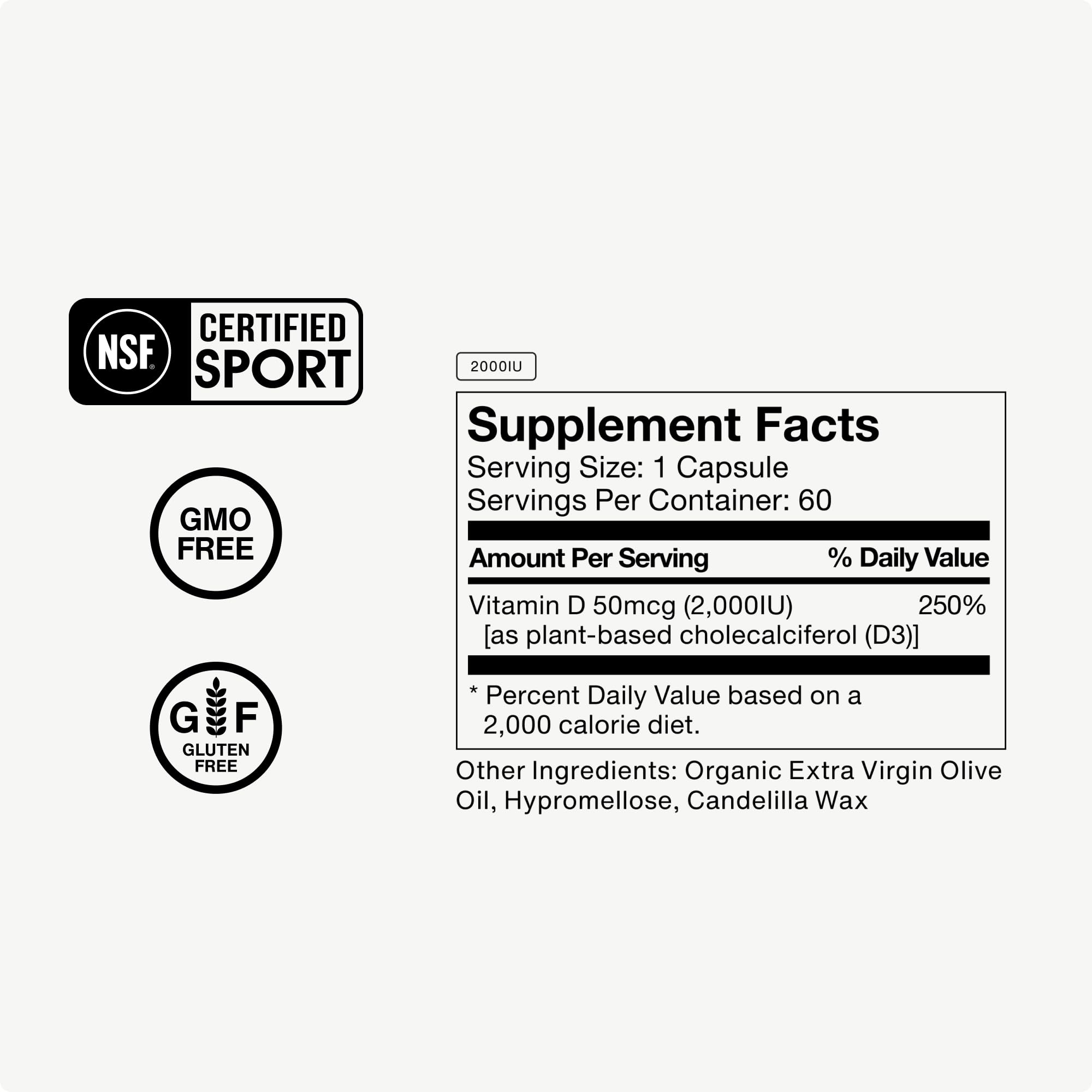 Momentous Vitamin D3 Supplement - 2,000 IU Capsules for Foundational Health Support - NSF Certified for Sport - Gluten-Free - 60 Servings - Image 5